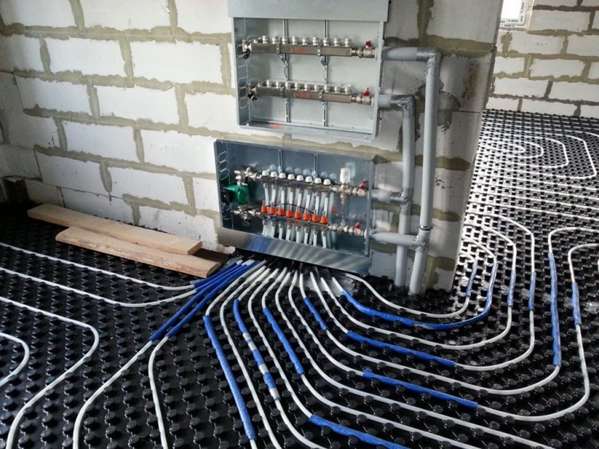 Тёплый пол по всей площади дома, шаг 150 мм, 168 м²