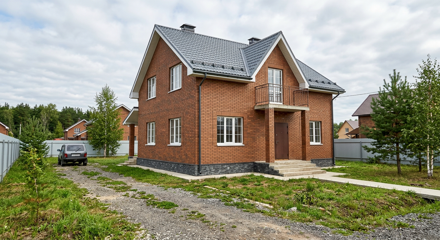 Дом из газобетона с облицовкой клинкером, 240 м²