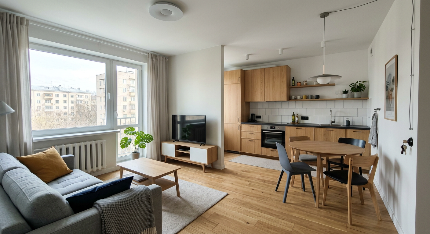 Евроремонт двухкомнатной квартиры с перепланировкой, 68 м²